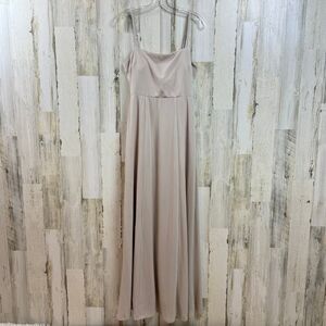 Show Me Your MuMu Lauren Tie Maxi Dress Sz medium Dove Gray Chiffon Evening Gown